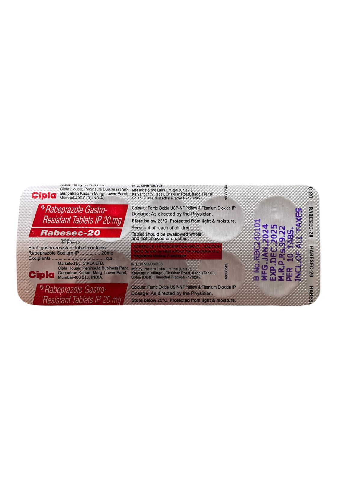 Buy  Rabesec 20 tablet  online -  Fast relief from acid reflux and heartburn