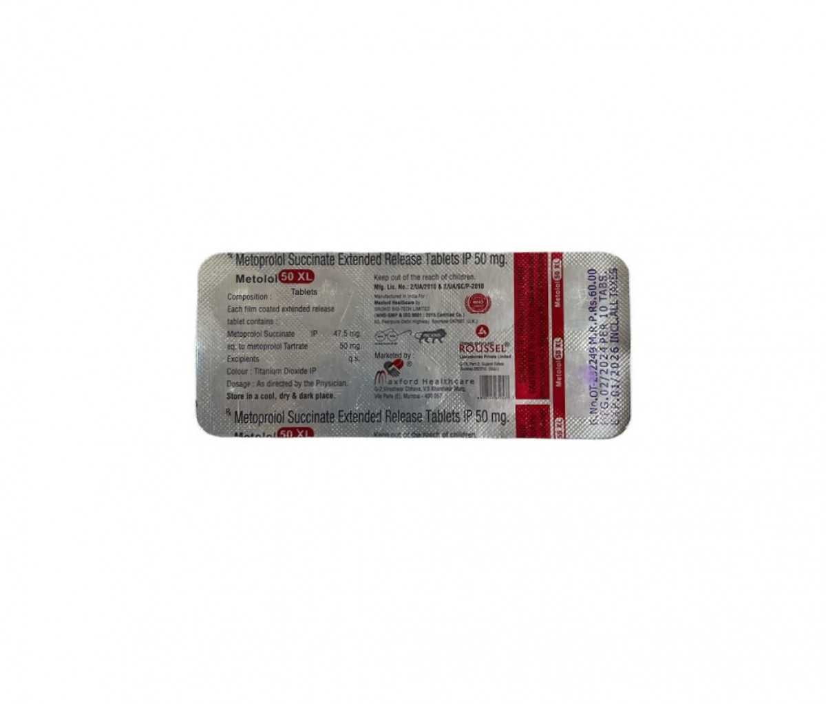 Buy Metolol 50mg Tablet online -  reliable beta-blocker for managing blood pressure and heart conditions