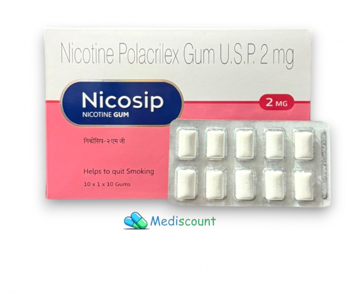 Buy Nicosip 2mg Chewable Tablets online -  smoking cessation support.