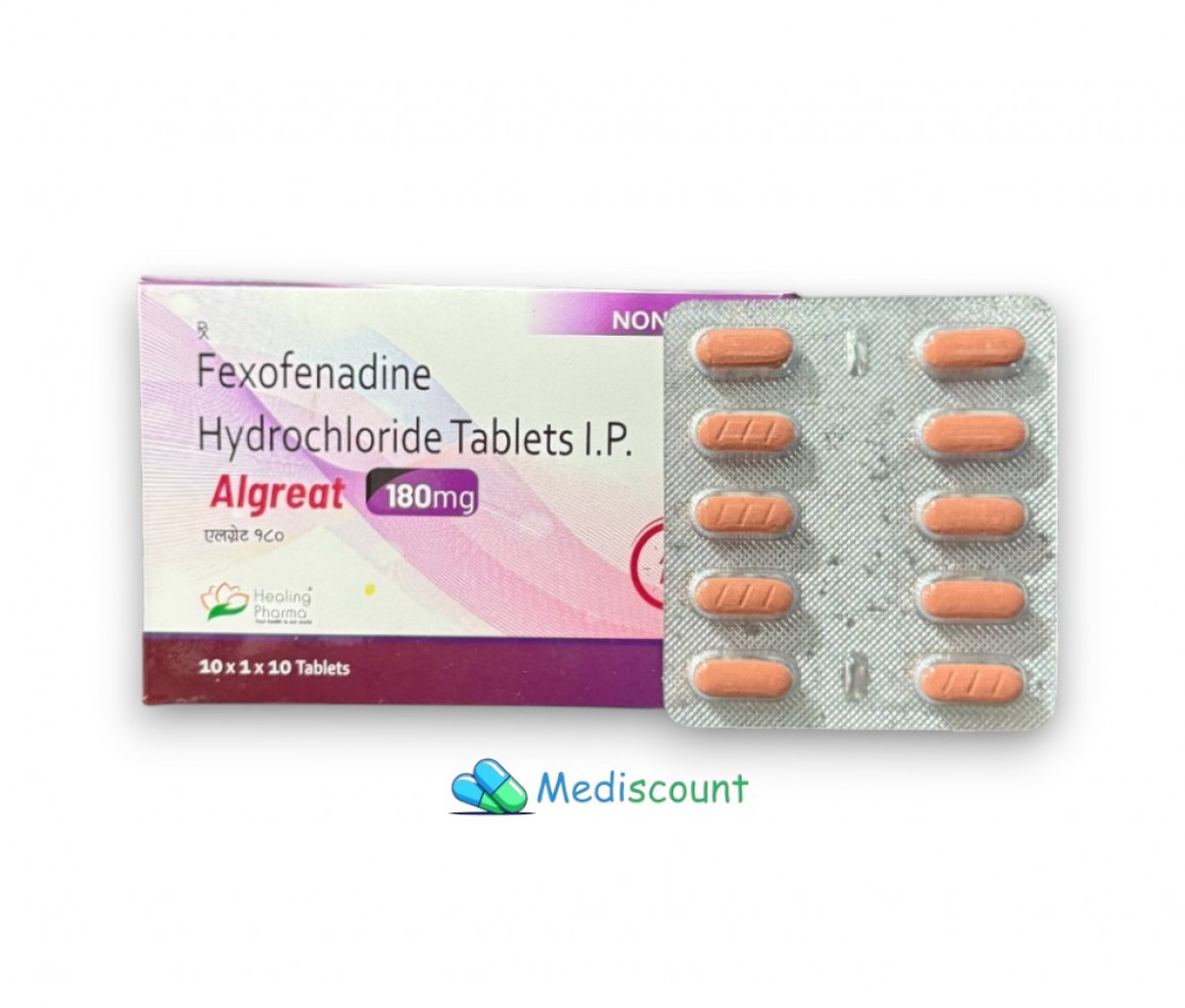 Buy  Algreat 180 tablets online - long-lasting, non-drowsy allergy relief for chronic hives and hay fever