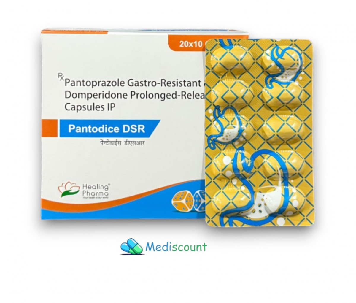 Buy Pantodice DSR capsules online -  effective combination for acid reflux, GERD, and nausea relief