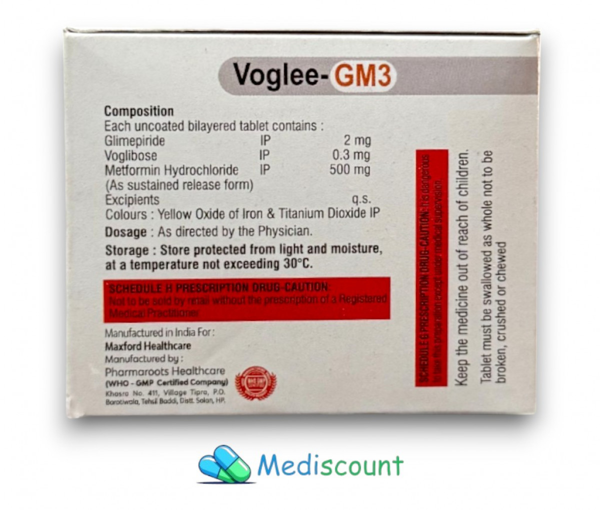 Order  VOGLEE GM3 TABLETS - Fast & Secure delivery
