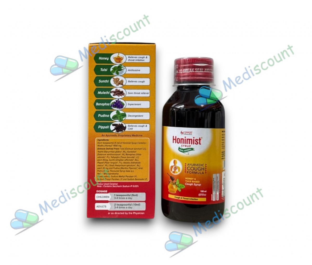 Honimist syrup for cough and cold relief online at Mediscount